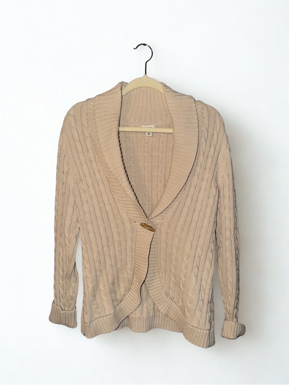 Beige Fisherman Cable Knit Women's Sweater Cardigan